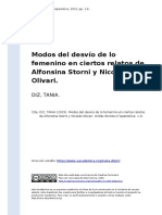 1. Diz, Tania. _Modos del desvío de lo femenino en ciertos relatos de Alfonsina Storni y Nicolás Olivari_.