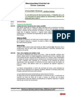 Especificaciones Técnicas - Estructuras: Municipalidad Distrital de Torres Causana