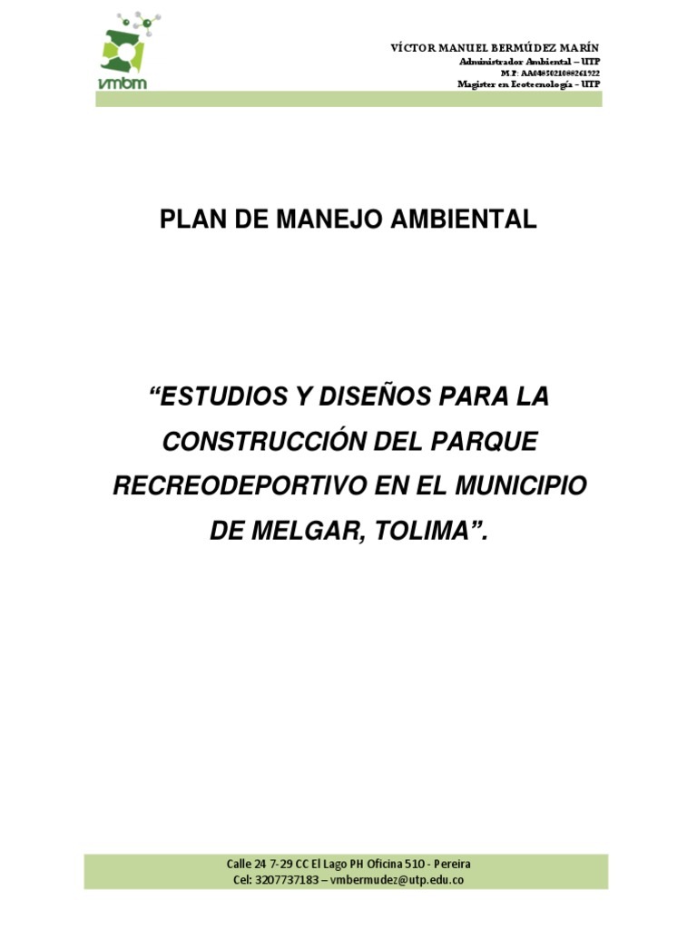 Plan de Manejo Ambiental Melgar Tolima | PDF | Residuos | Entorno natural