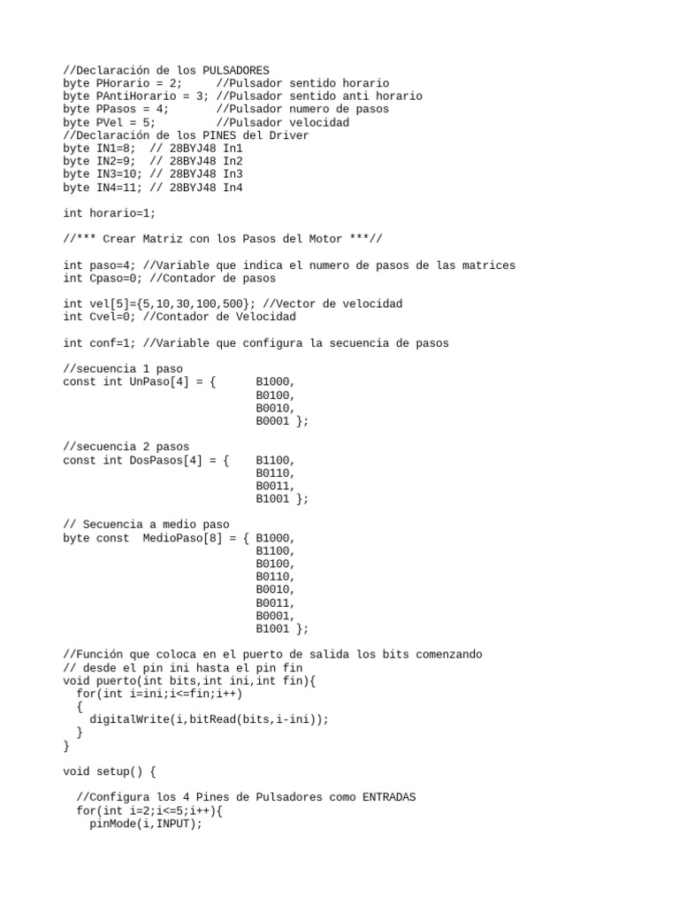 Control de Motor Paso a Paso con Pulsadores | PDF | Programación de ...