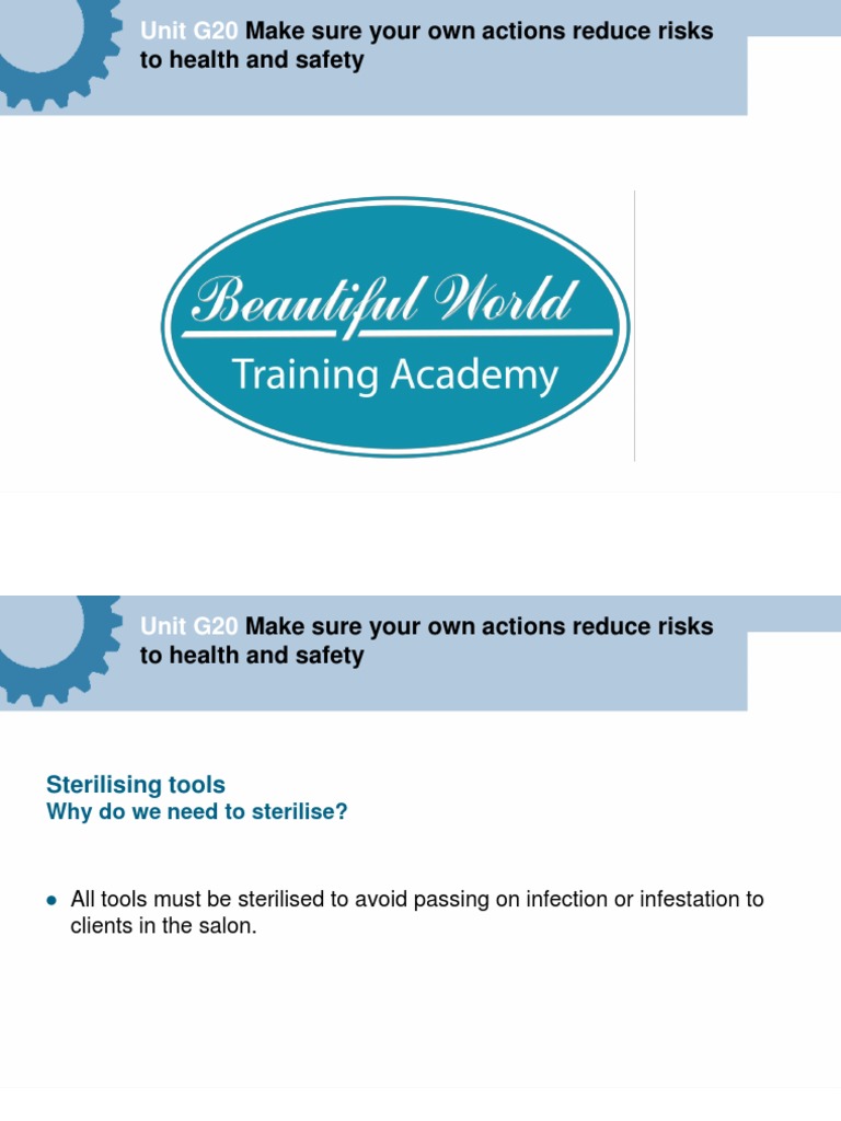 Unit G20: Make Sure Your Own Actions Reduce Risks To Health and Safety ...