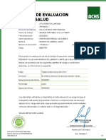 Certificado de Evaluacion Laboral de Salud: Folio: 0003006425