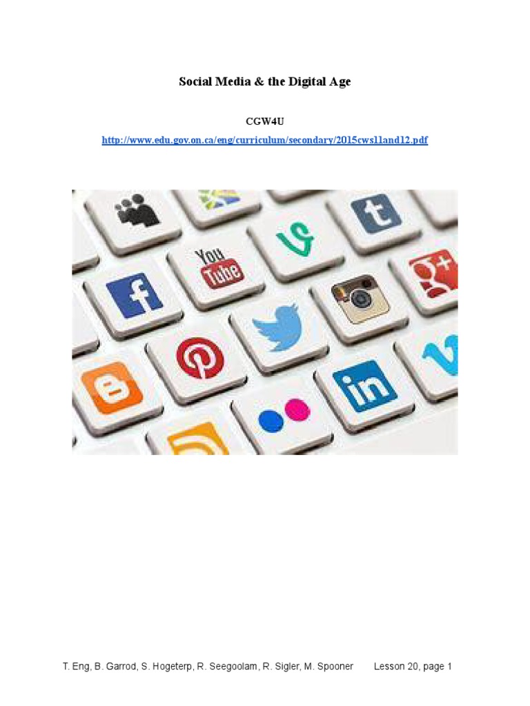 Lesson 20 Ilc Social Media The Digital Age PDF Social Media