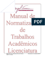 LICENCIATURA - MANUAL DE NORMATIZAÇÃO DE TRABALHO ACADEMICO - Atualização setembro - 2019