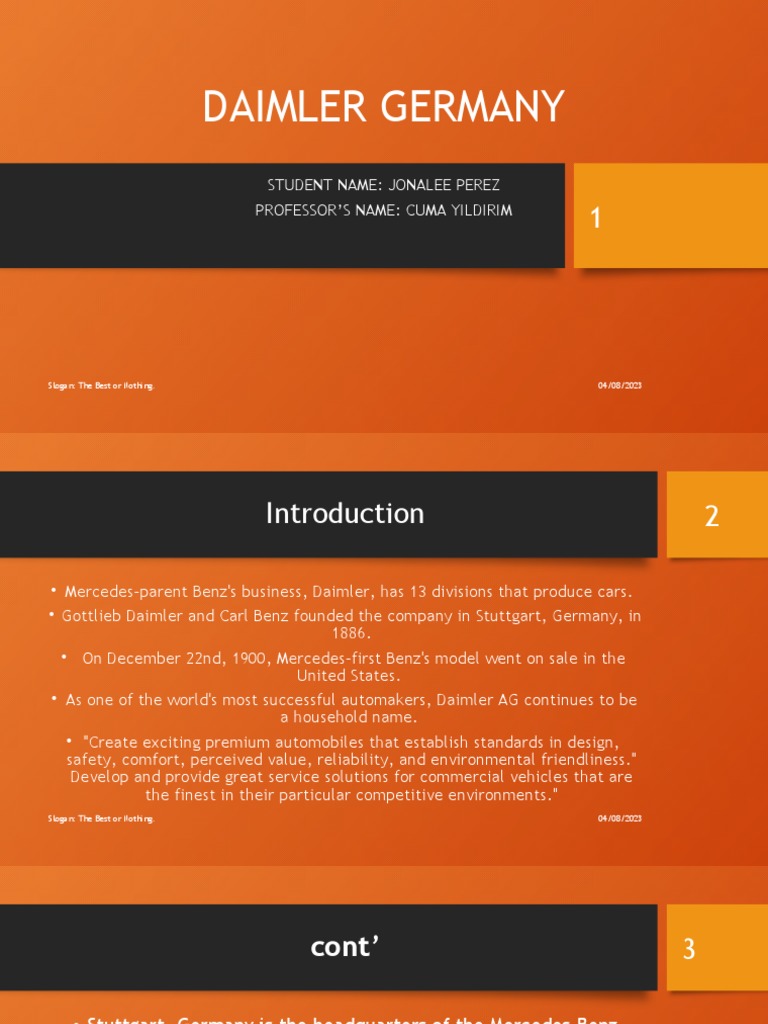 Daimler Germany Student Name Jonalee Perez Professor S Name Cuma 