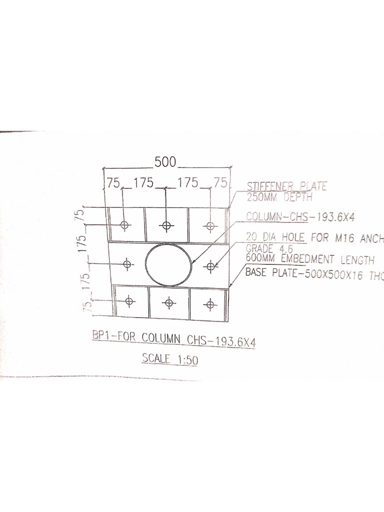 Base Plate Bolt Hole Arrangement PDF