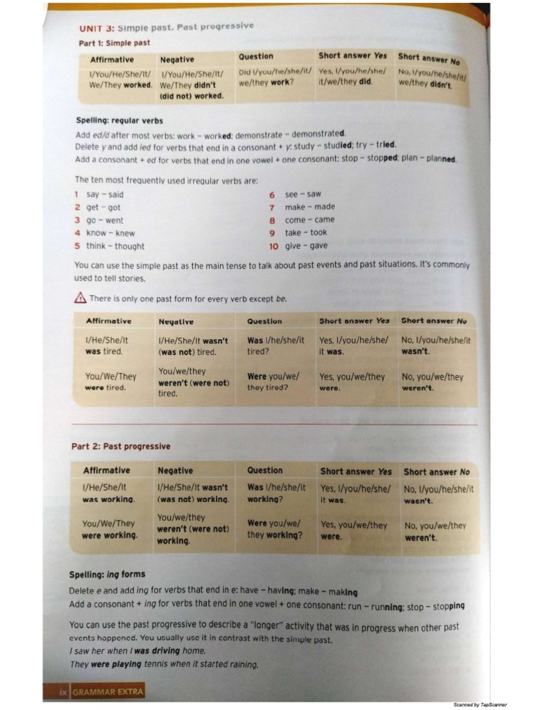 Simple Past and Past Progressive EM | PDF