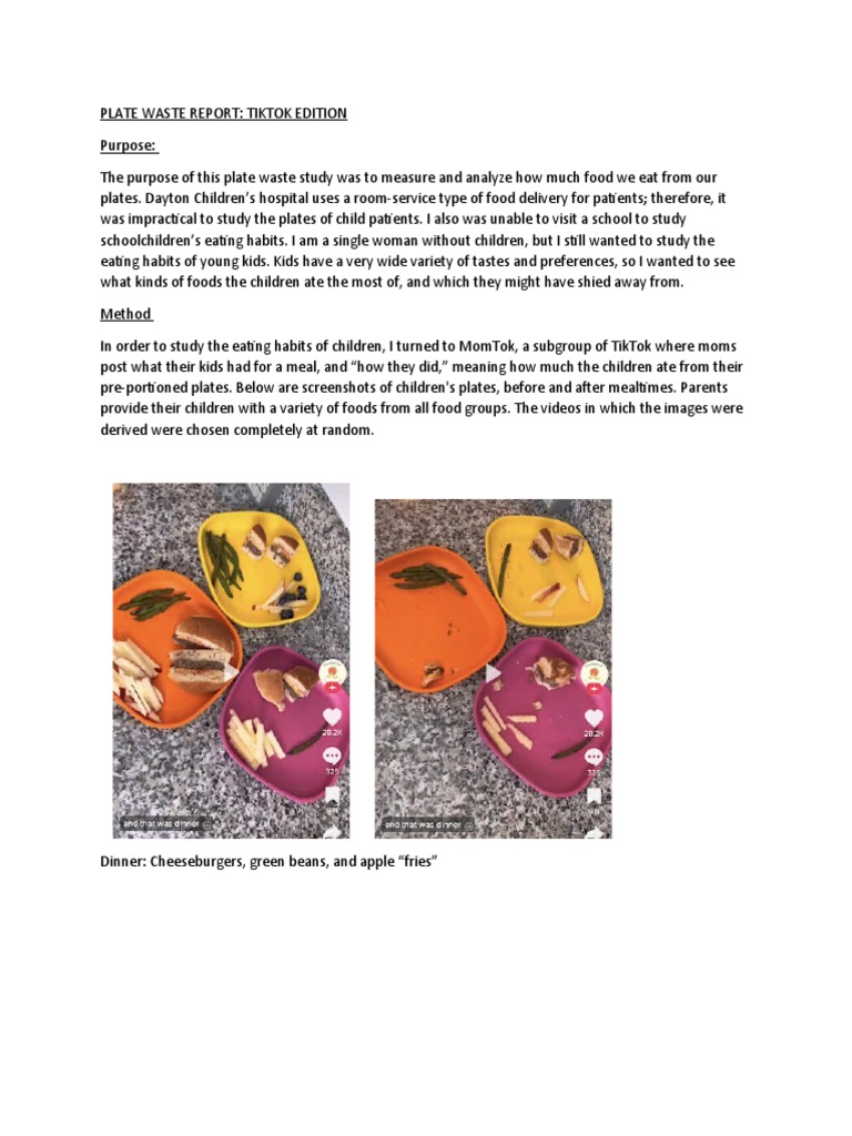 Jenna Plate Waste 1 | PDF | Meal | Lunch