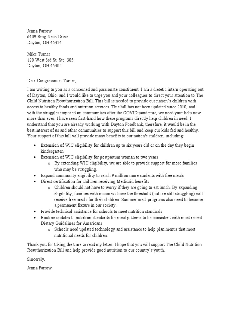 Letter To Congress PDF