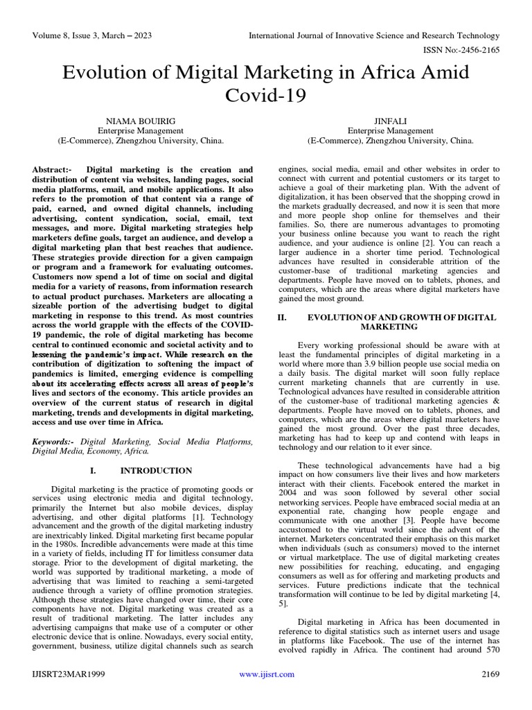 Evolution of Migital Marketing in Africa Amid Covid-19 | PDF | Digital ...