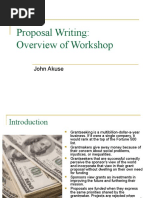 Proposal Writing: Overview of Workshop: John Akuse