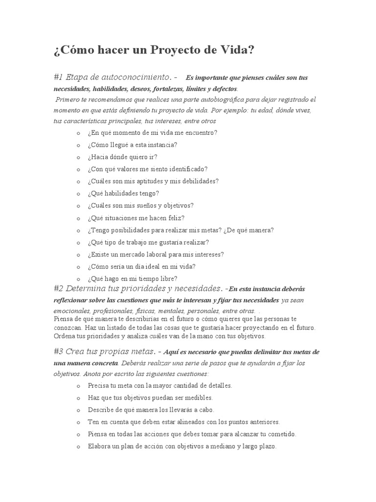 Cómo Hacer Un Proyecto de Vida | Descargar gratis PDF | Cognición ...