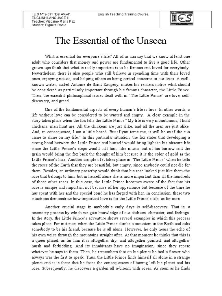 the little prince essay pdf