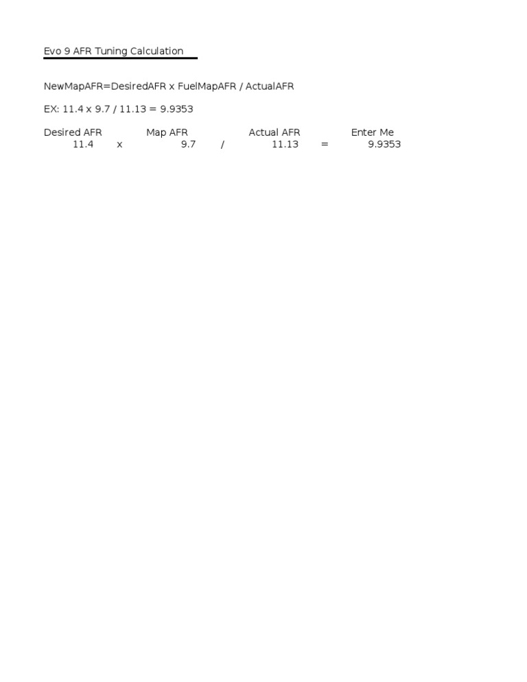 Evo 9 AFR Tuning Calculation | PDF