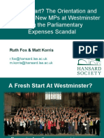 A Fresh Start? The Orientation and Induction of New Mps at Westminster Following The Parliamentary Expenses Scandal