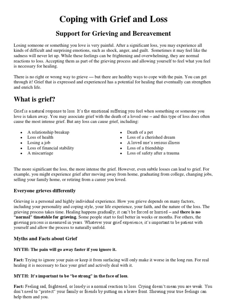 Coping with Grief and Loss Strategies | PDF | Kübler Ross Model | Grief