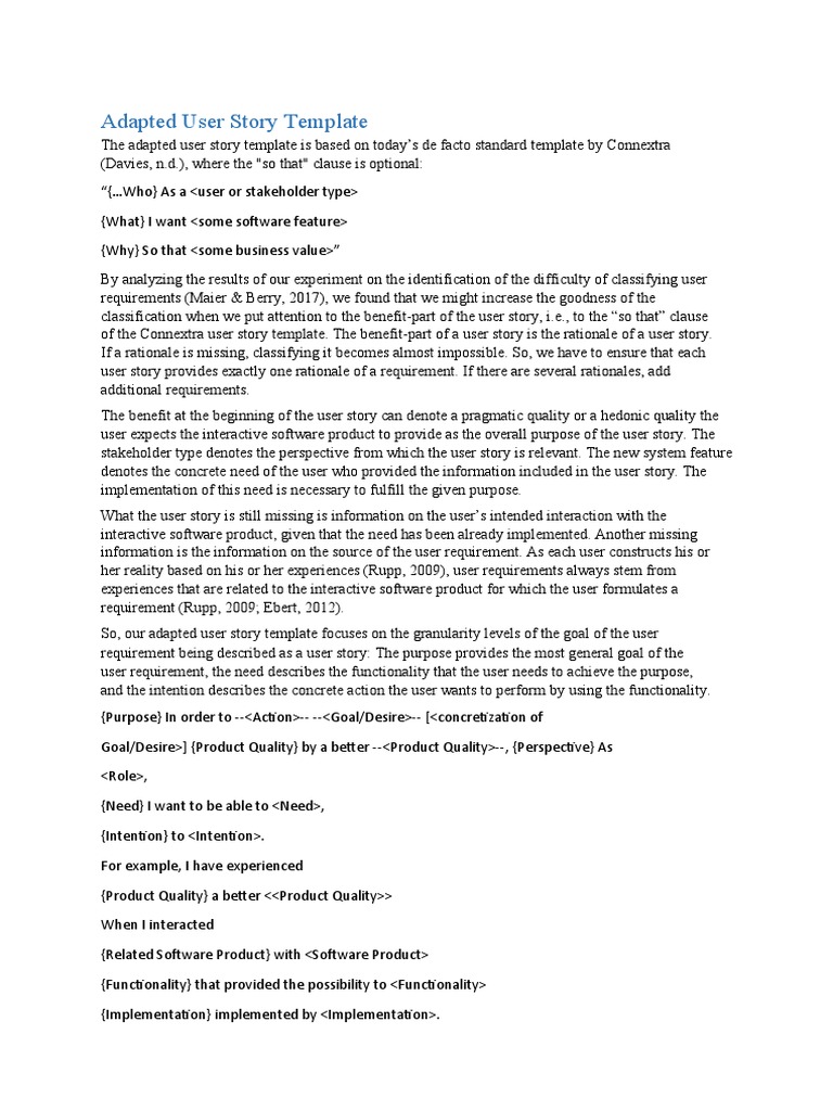 User Story Template 04 | PDF