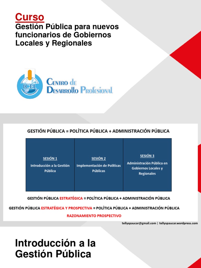 Curso: Gestión Pública para Nuevos Funcionarios de Gobiernos Locales y ...
