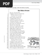 Blue Ribbon Dreams: As You Read The Passage, Notice The Features of Poetry