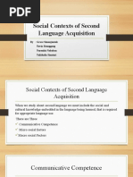 Social Contexts of Second Language Acquisition