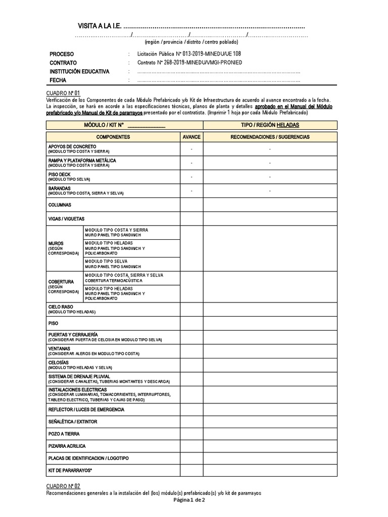 Visita inspección módulo prefabricado | PDF | Ingeniero civil ...