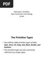 Data Types, Variables, Type Conversion and Casting, Arrays