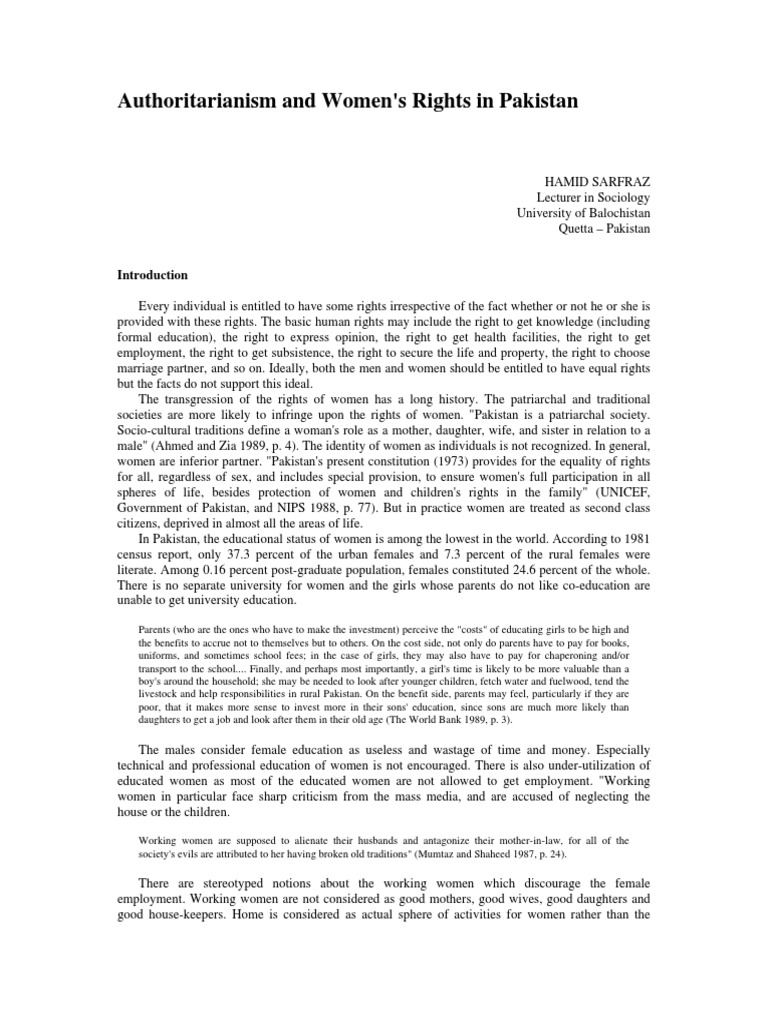 Authoritarianism and Women's Rights in Pakistan PDF Rights Marriage