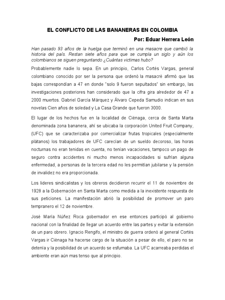 El Conflicto de Las Bananeras | PDF
