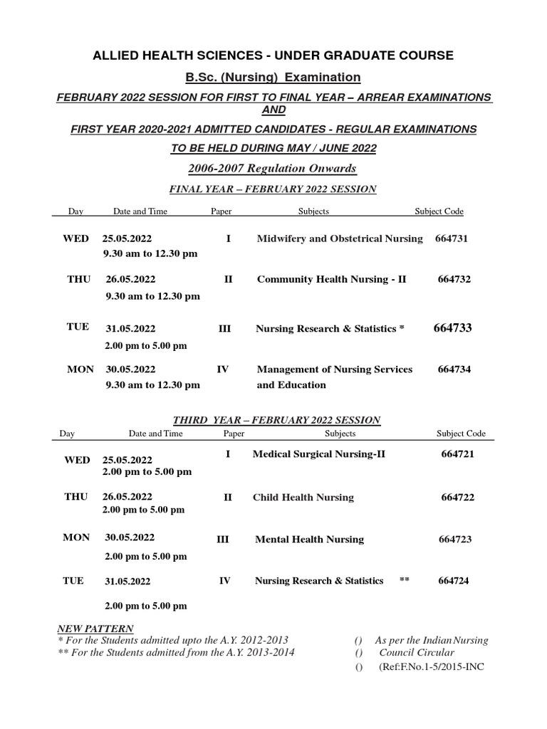 Time table feb 22 arer reglr web upload pdf nursing social programs