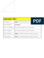Gymnastics Trianing Calendar on September 2011
