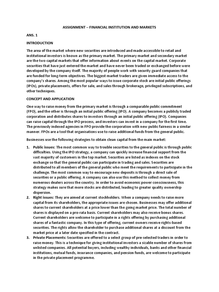Financial Institutions and Markets Overview | PDF | Money Market ...