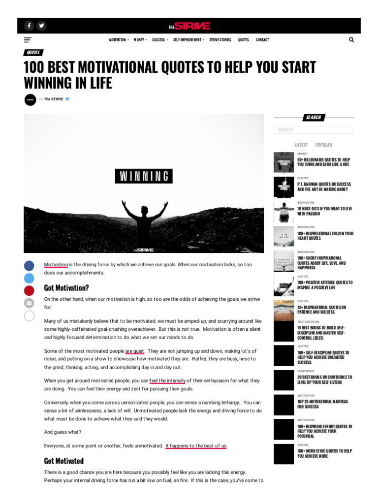 Motivational Quotes to Ignite Success | PDF | Disciplines | Motivation