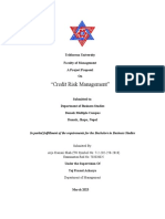 "Credit Risk Management": Tribhuvan University Faculty of Management A Project Proposal On