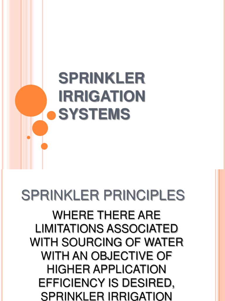Sprinkler Irrigation Systems Overview | PDF | Fire Sprinkler System ...