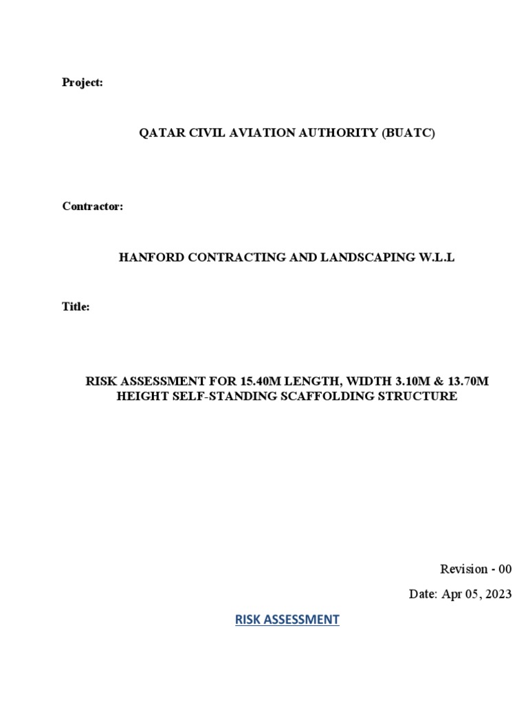 Scaffolding Risk Assessment Report | PDF | Risk | Risk Assessment