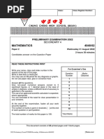 Mathematics 4048/02: Preliminary Examination 2022