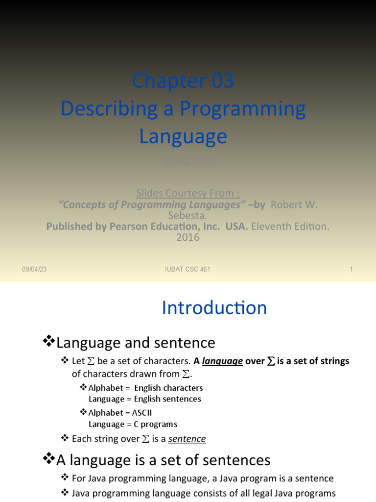 Chapter 03 Describing Programming Languages | PDF | Parsing | Function ...