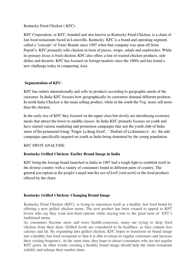 KFC's Brand Evolution in India | PDF | Brand | Food And Drink