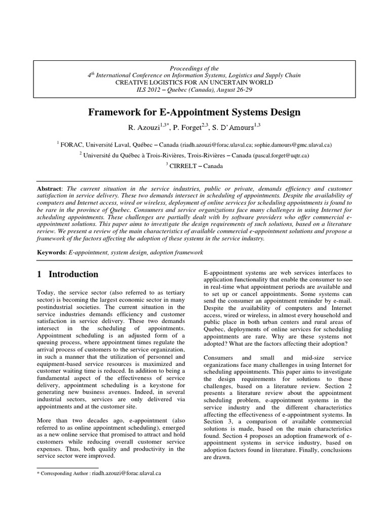 E-Appointment System Design Framework | PDF | Internet | Mobile App