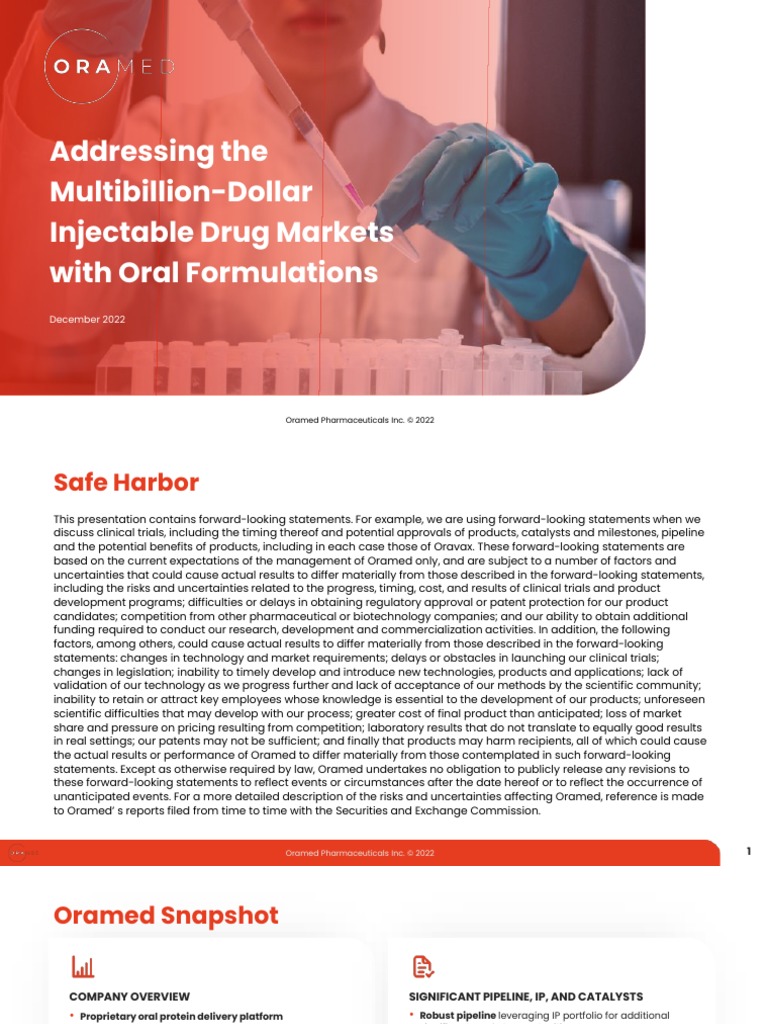 Corporate Presentation Oramed December 2022 | PDF | Insulin | Phases Of ...