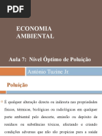 Economia Ambiental: Aula 7: Nível Óptimo de Poluição