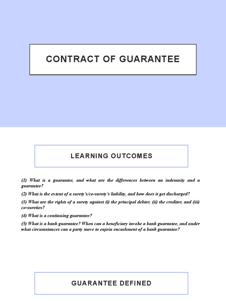 Contract of Guarantee PDF