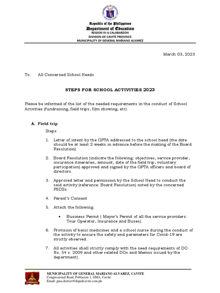 Steps For School Activities SY 2023 | PDF