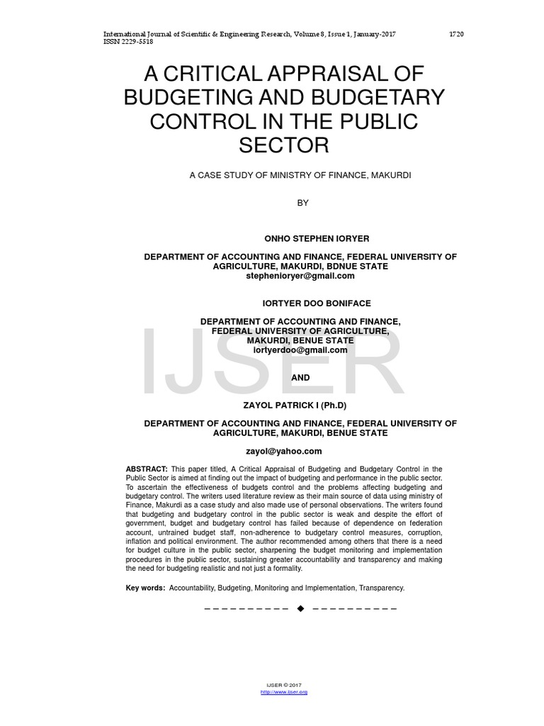 a-critical-appraisal-of-budgeting-and-budgetary-control-in-the-public