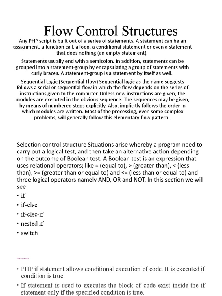 Flow Control Structures | PDF | Control Flow | Php