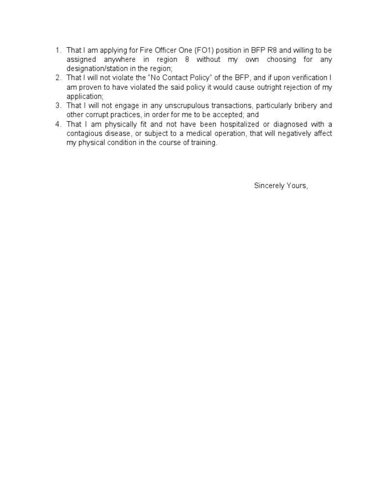 That I Am Applying For Fire Officer One | PDF
