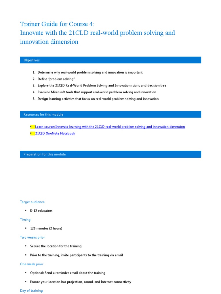 21CLD Real-World Problem Solving Guide | PDF | Learning | Innovation