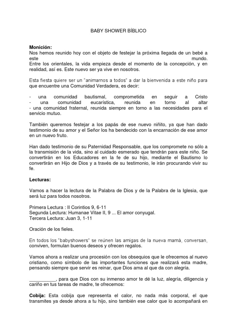 Baby Shower Bíblico PDF Amor Oración