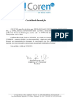 Certidão de Inscrição no COREN AL