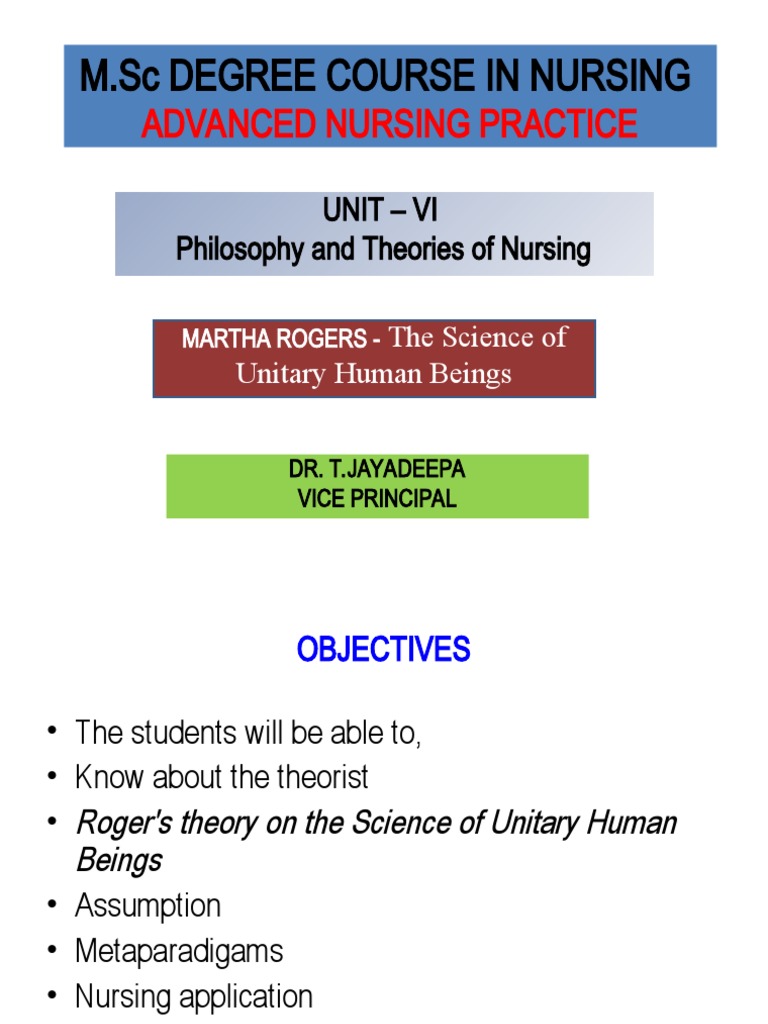 Understanding martha rogers theory of unitary human beings and its